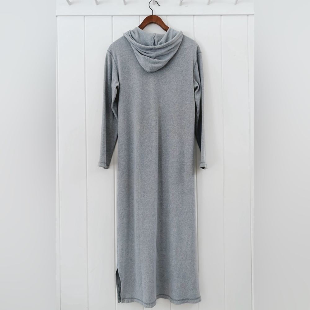 Vintage Paul Harris Designs Ribbed Hoodie Dress Grey Casual Lounge Women Medium - Picture 8 of 15